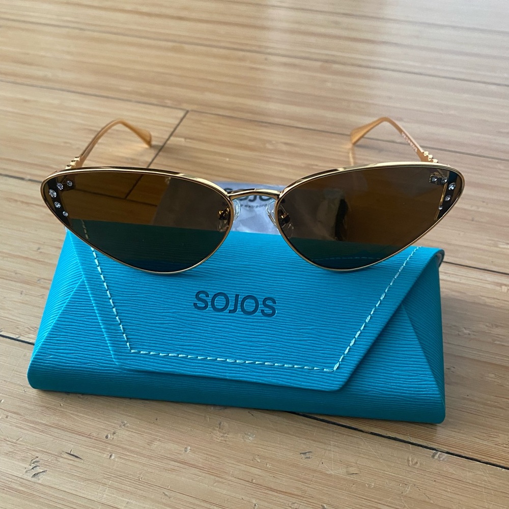 New Collection Gold and Brown Cat-Eye Sunglasses